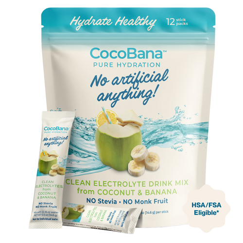 CocoBana™ Clean Electrolyte To-Go Stick Packs | No Stevia, No Monk Fruit, No Artificial Anything
